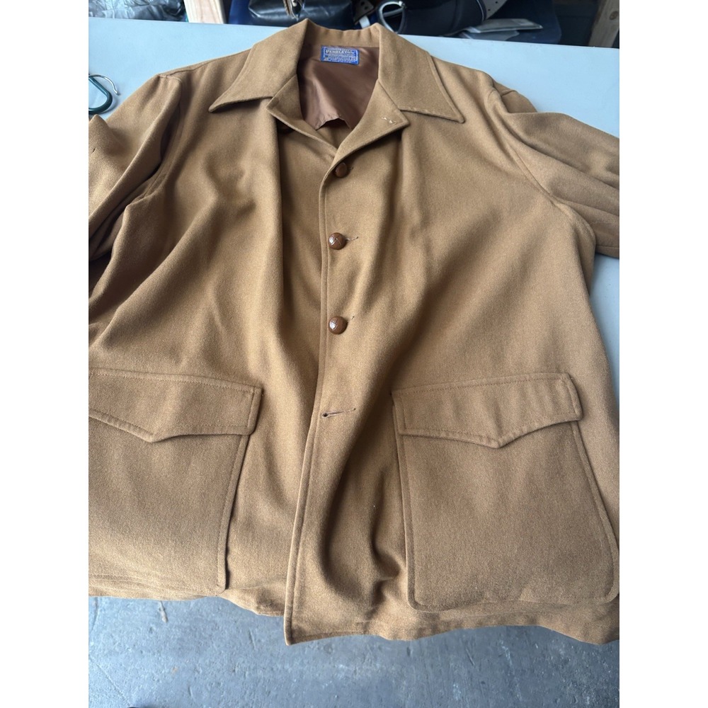 Vintage Pendleton Brown‎  Wool Coat Button Jacket Mens sz XL
